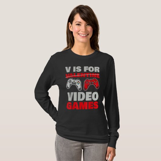 V Is For Valentine Video Games Valentines Day Game Tシャツ (正面フル)