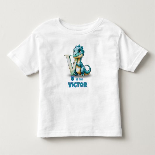 V is for Velociraptor – トドラーTシャツ (正面)