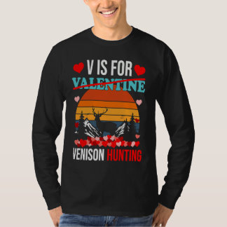 V Is For Venison Hunting  Valentines Day Tees Boys Tシャツ