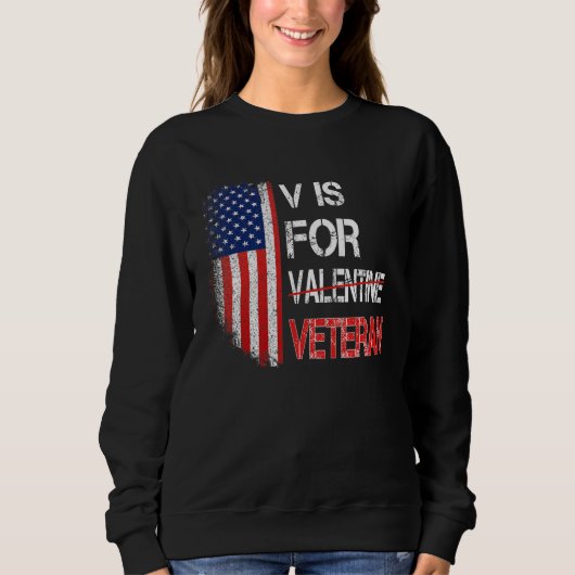 V Is For Veteran Valentine's Day US Flag スウェットシャツ (正面)