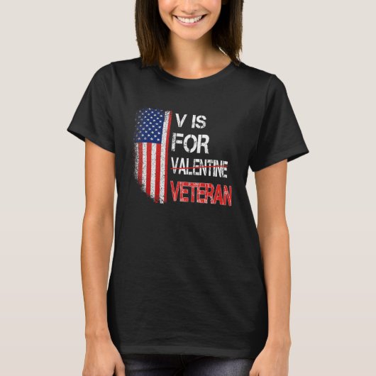 V Is For Veteran Valentine's Day US Flag Tシャツ (正面)