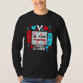 V Is For Video Games Controller Game Valentines Da Tシャツ (正面)