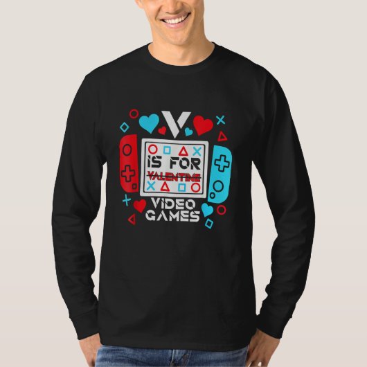 V Is For Video Games Controller Game Valentines Da Tシャツ (正面)