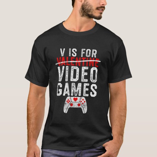 V Is For Video Games Day ゲーマー Tシャツ (正面)