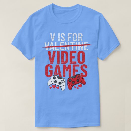 V Is For Video Games Funny Men's Boy Gamer V Video Tシャツ (デザイン正面)