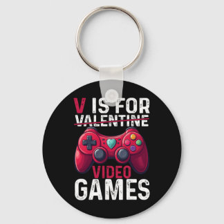 V Is For Video Games Valentine Gamer Valentines Da キーホルダー
