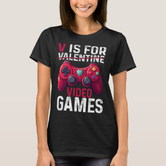V Is For Video Games Valentine Gamer Valentines Da Tシャツ
