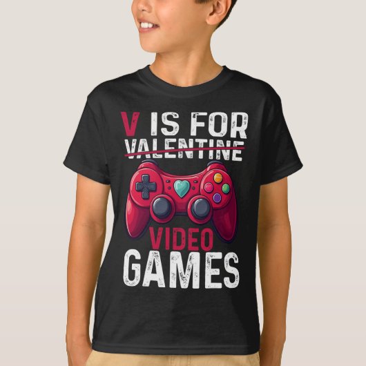 V Is For Video Games Valentine Gamer Valentines Da Tシャツ (正面)