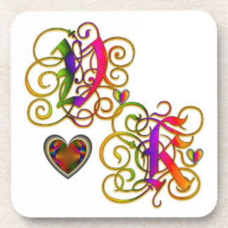 V Loves K on White Coaster withハート コースター