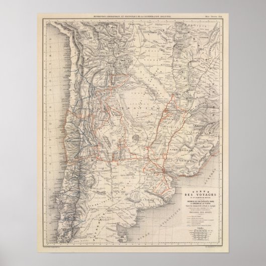 V Martin de Moussy博士の旅行地図 ポスター (正面)