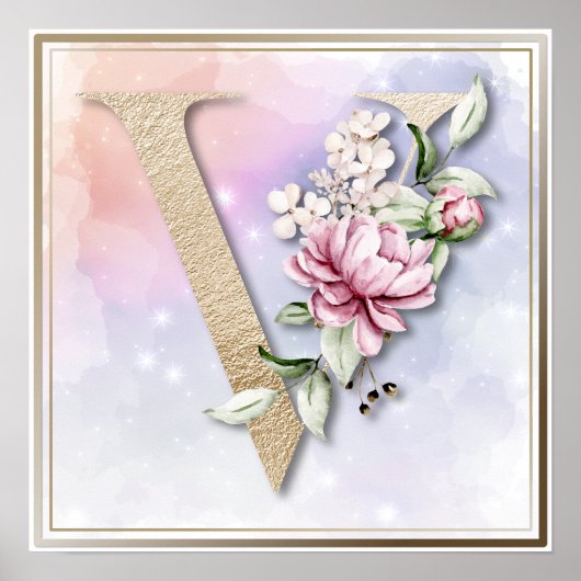 V Monogram Pink Rose ポスター (正面)