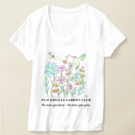V-neck T-shirt with Garden Design Tシャツ