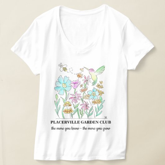 V-neck T-shirt with Garden Design Tシャツ (レイダウン)