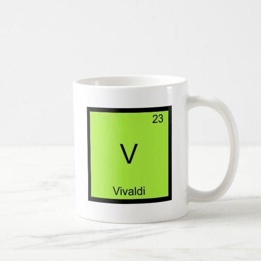 V - Vivaldiおもしろいな化学要素の記号のTシャツ コーヒーマグカップ (右)