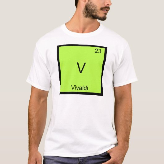 V - Vivaldi Chemistry ElementおもしろいシンボルTシャツ Tシャツ (正面)