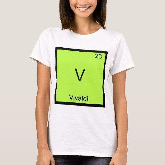 V - Vivaldi Chemistry ElementおもしろいシンボルTシャツ Tシャツ (正面)