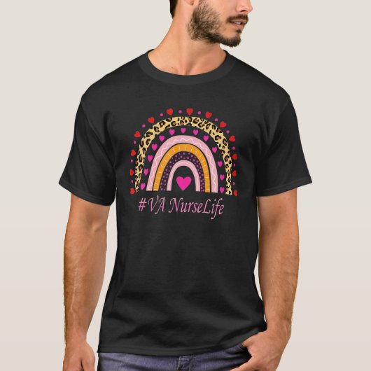 VA看護師ヒョウ柄レインボー看護師の日 Tシャツ (正面)