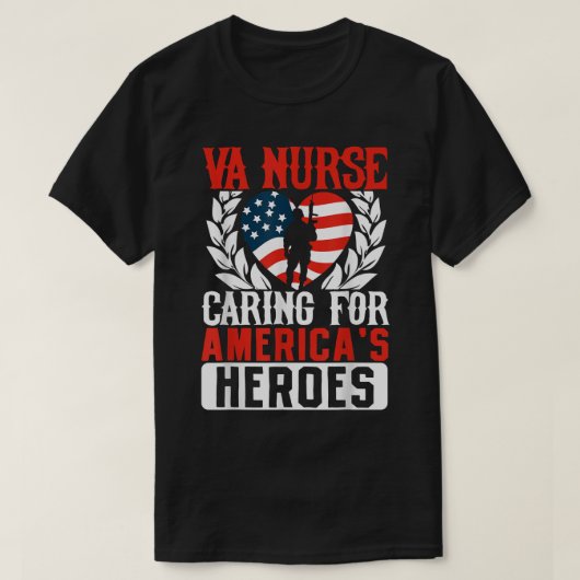 Va Nurse Americas Heros Merica US Flag Patriot Vet Tシャツ (デザイン正面)