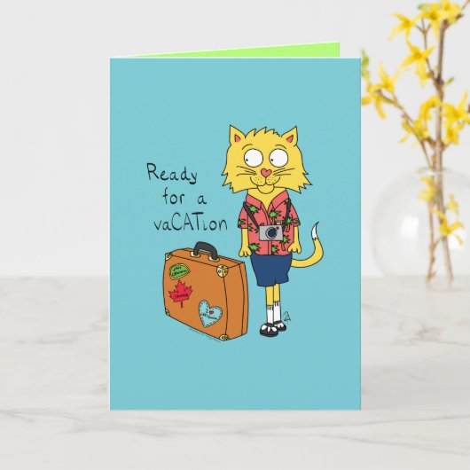 VaCATion対応- Catグリーティングカおもしろいード カード (黄色い花)
