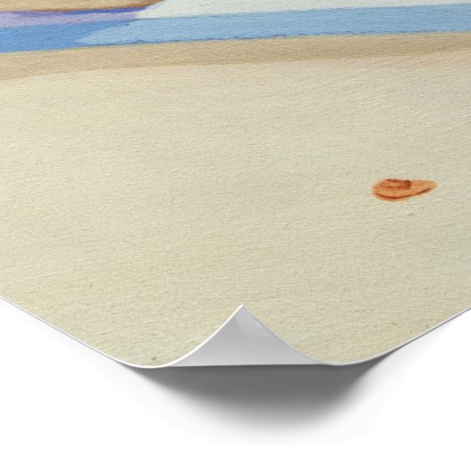 Vacation Beach Cat Under Palm Tree Wall Art ポスター (角)