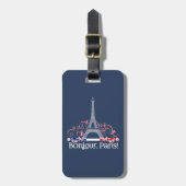 Vacation Eiffel Tower Bonjour Paris  ラゲッジタグ (正面縦)