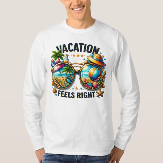 Vacation Feels Right Basic Long Sleeve USA Tシャツ (正面)