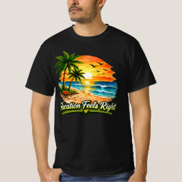 Vacation Feels Right Black Men's Value T-Shirt USA Tシャツ