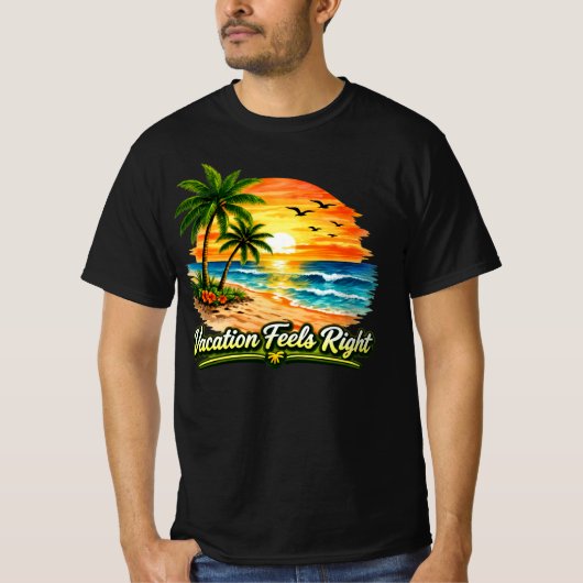 Vacation Feels Right Black Men's Value T-Shirt USA Tシャツ (正面)