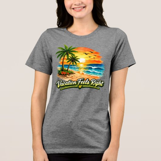 Vacation Feels Right Coastal Beach Tee USA トライブレンドＴシャツ (正面)