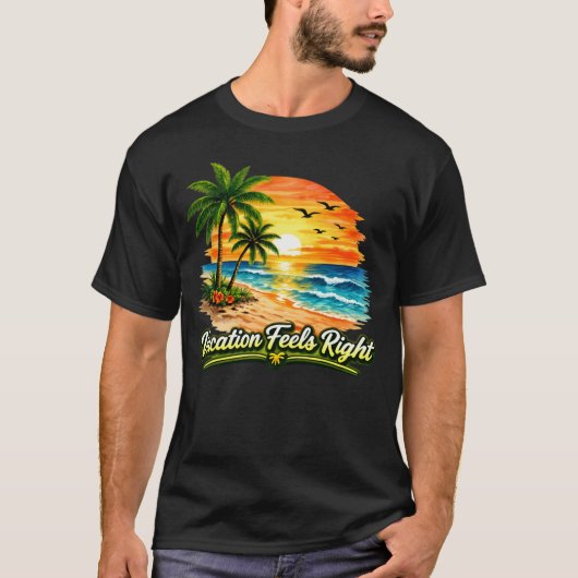 Vacation Feels Right Dark Cotton T-Shirt USA Tシャツ (正面)
