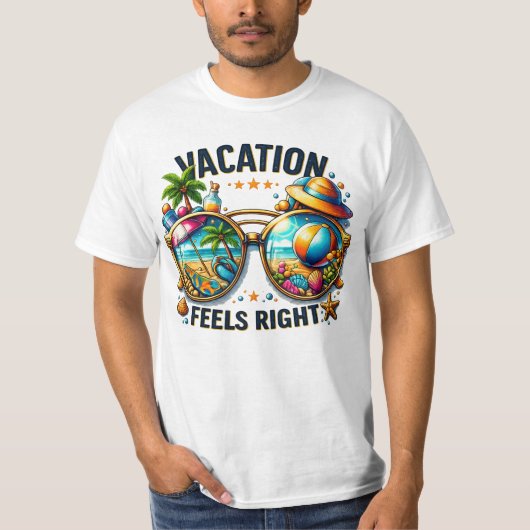 Vacation Feels Right Men’s Value T-Shirt USA Tシャツ (正面)