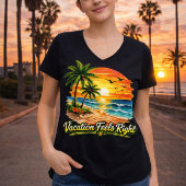 Vacation Feels Right Ocean Sunset V-Neck Tee USA Tシャツ