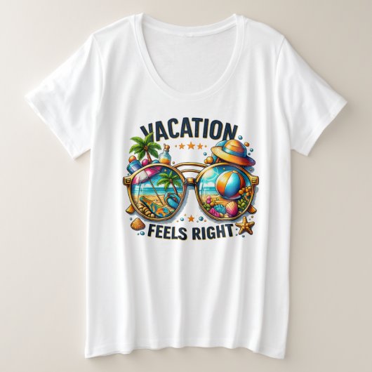 Vacation Feels Right Plus Size T-Shirt USA プラスサイズTシャツ (デザイン正面)