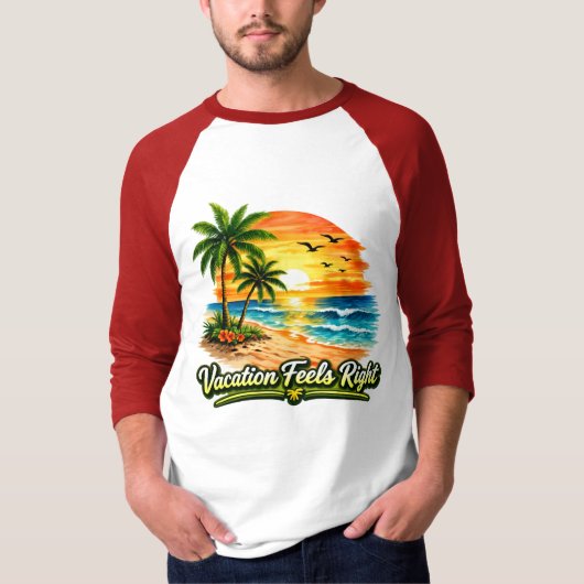 Vacation Feels Right Raglan Baseball Shirt USA Tシャツ (正面)