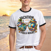 Vacation Feels Right Ringer T-Shirt USA Tシャツ