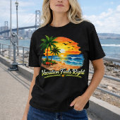 Vacation Feels Right Sunset Beach Women Shirt USA Tシャツ