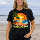 Vacation Feels Right Sunset Beach Women Shirt USA Tシャツ