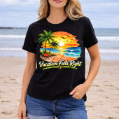 Vacation Feels Right Sunset Beach Women Shirt USA Tシャツ