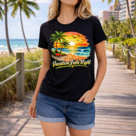 Vacation Feels Right Tropical Island Tee USA Tシャツ