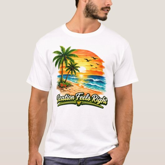 Vacation Feels Right Unisex Basic T-Shirt USA Tシャツ (正面)