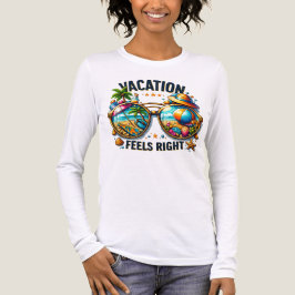 Vacation Feels Right Women’s Long Sleeve USA トライブレンドＴシャツ