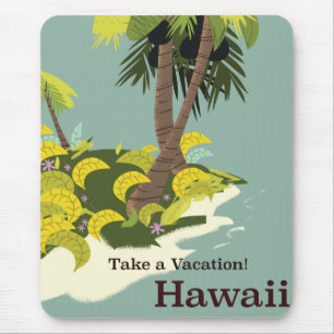 Vacation Hawaiiヴィンテージ旅行ポスターを撮る マウスパッド