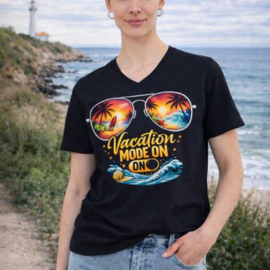 Vacation Mode On Feels Like Beach Paradise V Neck Tシャツ