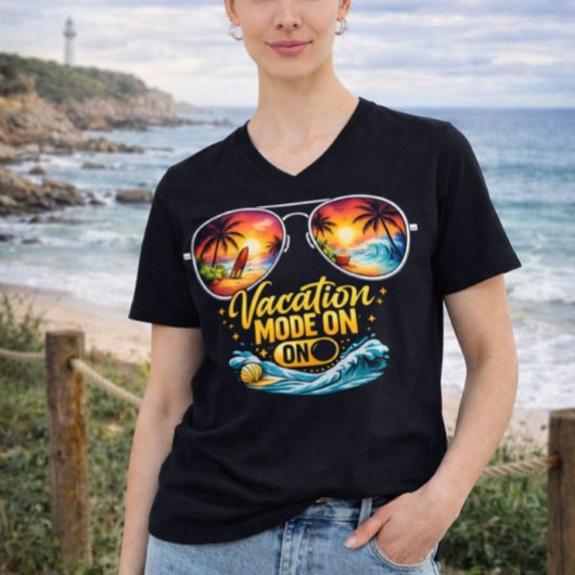 Vacation Mode On Feels Like Beach Paradise V Neck Tシャツ