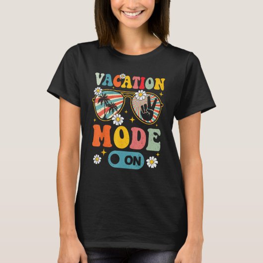 Vacation Mode On Summer  Beach Sunglasses Palm Tre Tシャツ (正面)