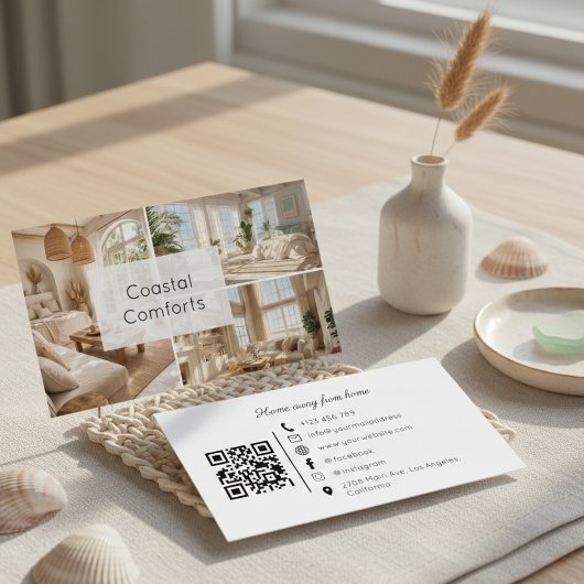 Vacation Rental Beach House QR Code Business Card 名刺
