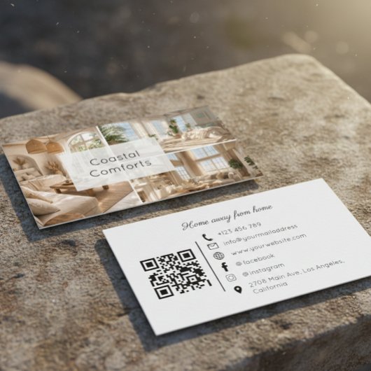 Vacation Rental Beach House QR Code Business Card 名刺