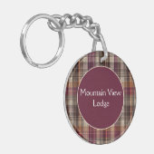 Vacation Rental custom Keychain Gingham Pattern キーホルダー (正面左)