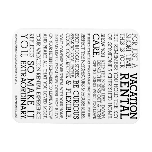Vacation Rental Guest Manifesto マグネット (横)