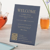 Vacation Rental Home Welcome QR Code Dark Blue 台座サイン (インサイチュ)